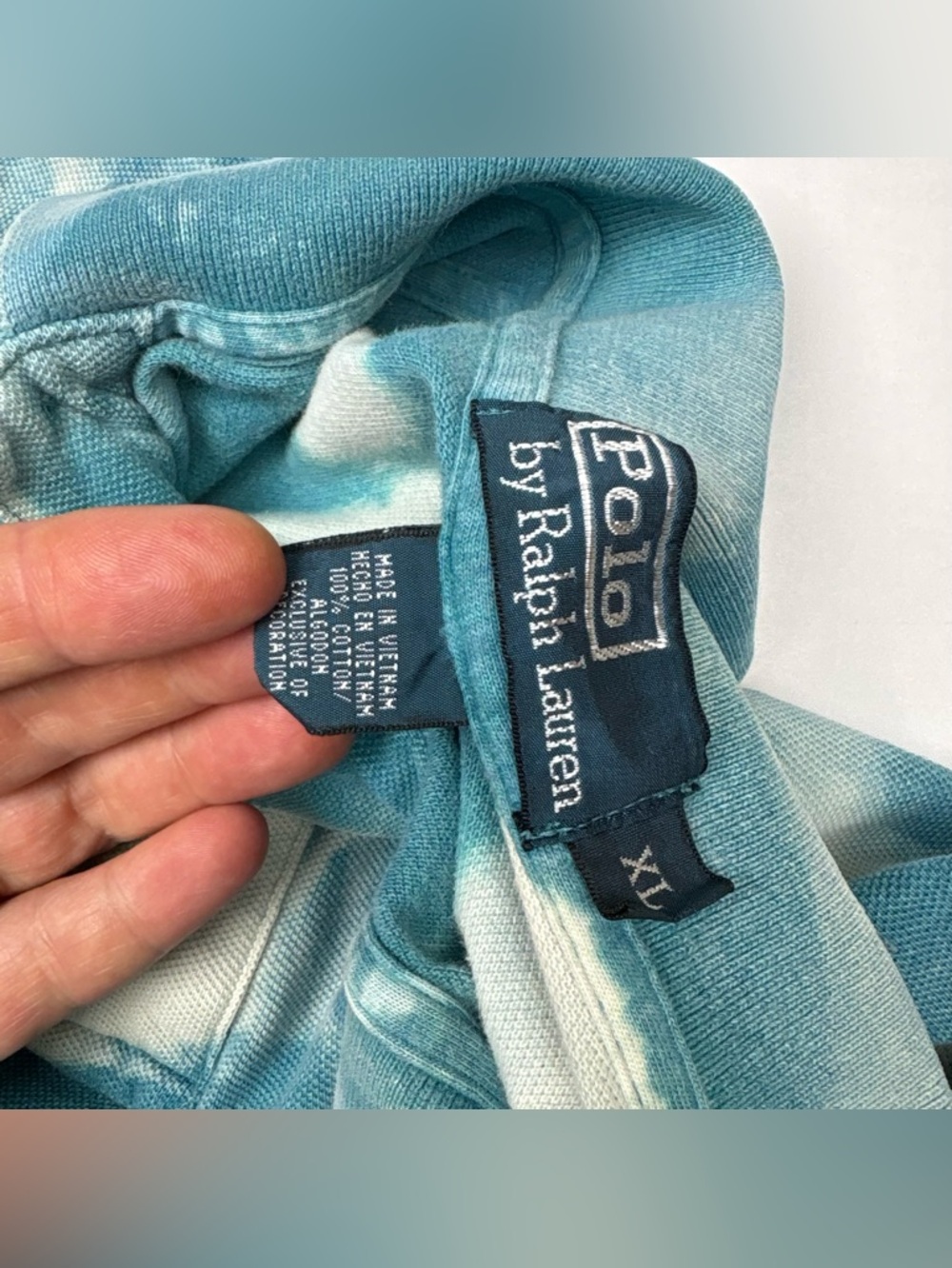 Polo Ralph Lauren Men XL Polo Shirt Blue DIY Upcycled Tie Dye Cotton Preppy - Picture 5 of 5